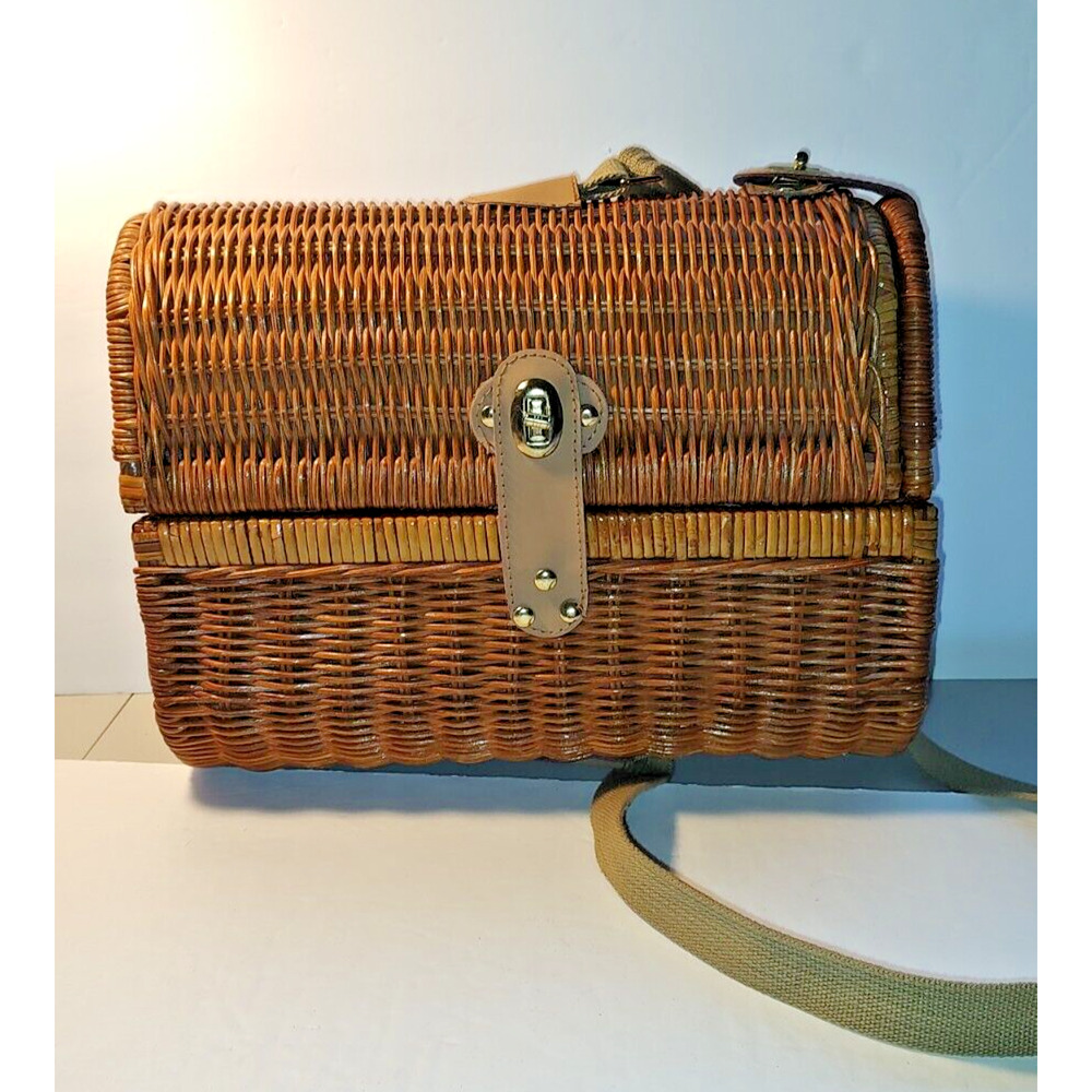 Picnic Time NEW Wicker Wine Tote Adjustable Strap Glasses Cork Screw Bottle Stop